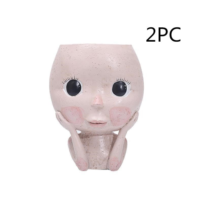 Girls Face Head Flower Planter Succulent Plant Flower Container Pot Flowerpot Garden Decor Nordic Tabletop Ornament