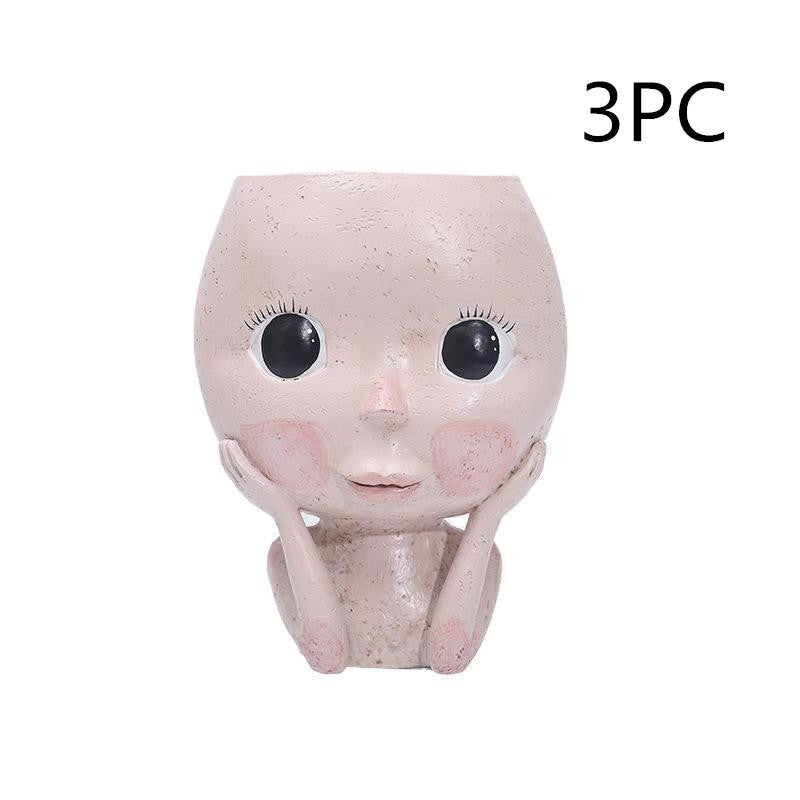 Girls Face Head Flower Planter Succulent Plant Flower Container Pot Flowerpot Garden Decor Nordic Tabletop Ornament